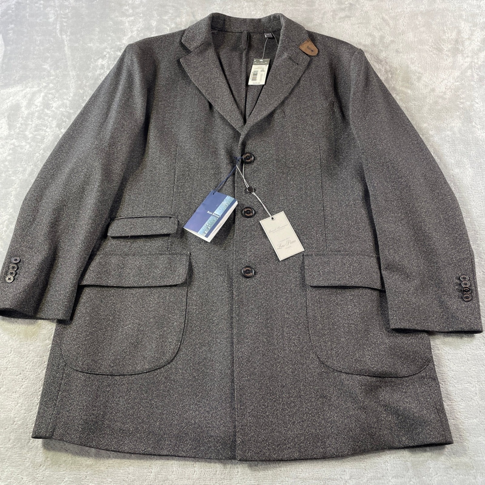 Loro Piana Daniel Cremieux Coat Men Xxl Wool Rain System Herringbone Italy